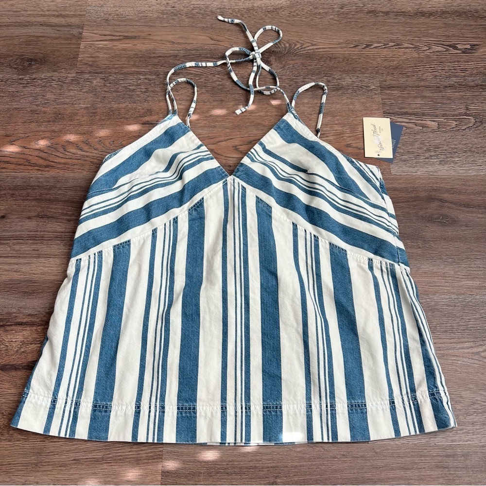 NWT Women's Striped Denim Tank Top - Universal Thread Navy XL - Picture 2 of 7